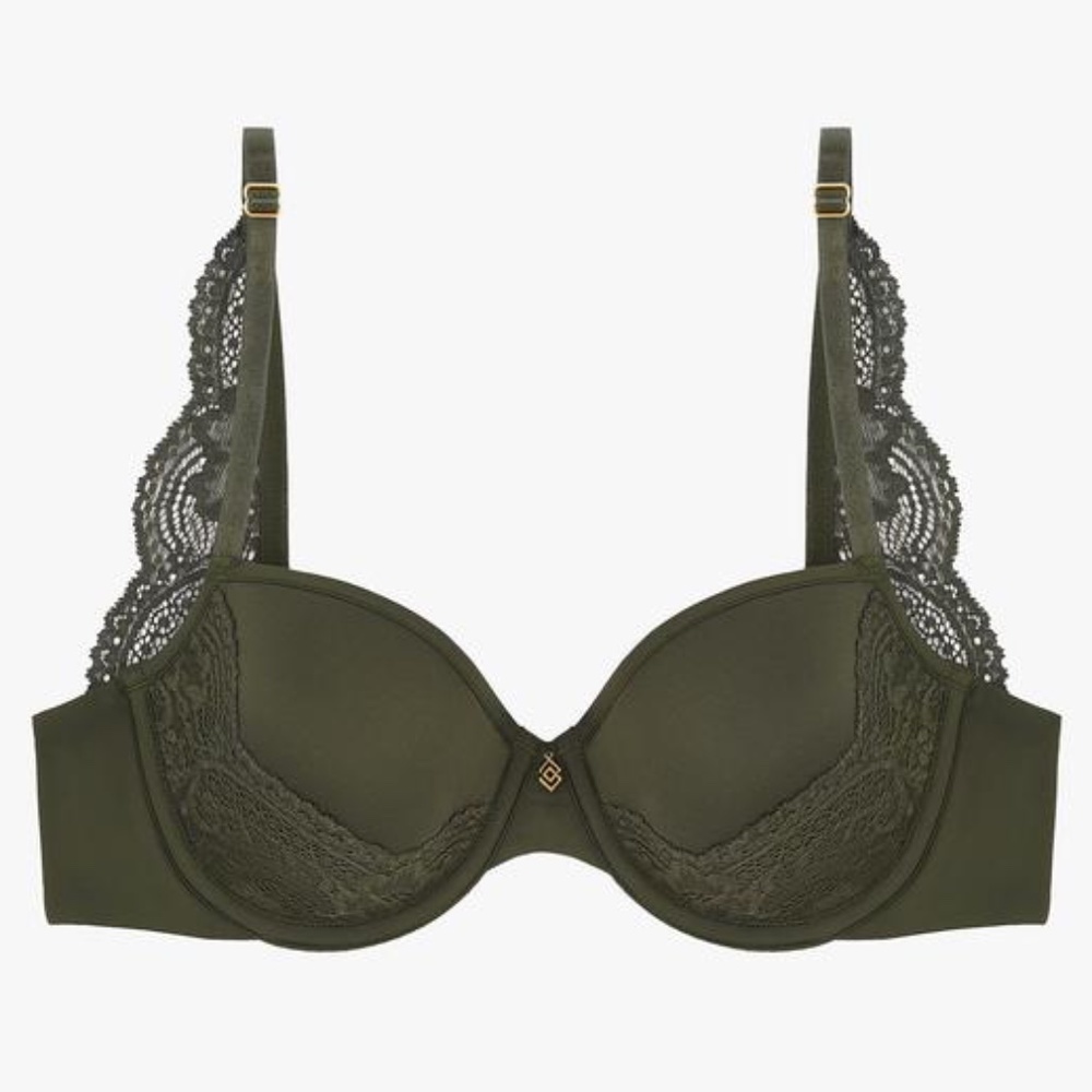 ThirdLove 24/7 Lace Back T-Shirt Bra 34 A1/2 in Rainforest Green EUC